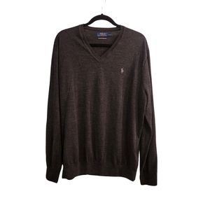 NWOT | Polo Ralph Lauren (RL) Men's Merino Wool V-Neck Sweater - Gray XL